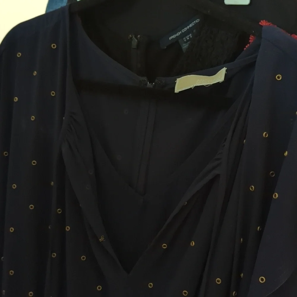 Michael Kors Navy + Gold Grommet Jumpsuit Belted Women's Size 8